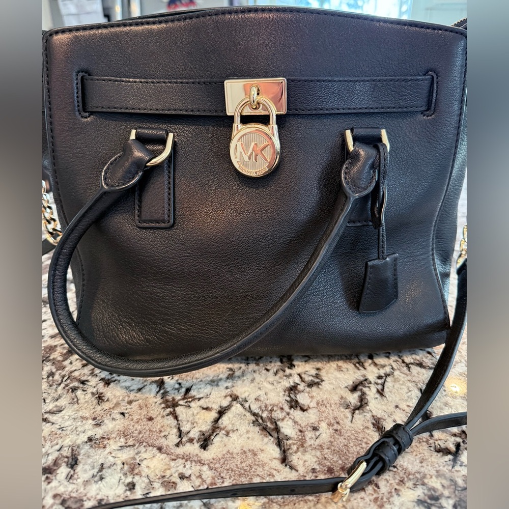 Michael Kors Lock Black and Gold Satchel with Luxurious Leather - Picture 5 of 16